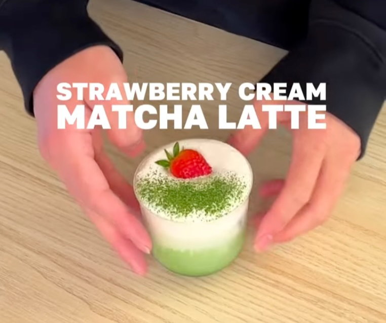 Strawberry Cream Matcha Latte